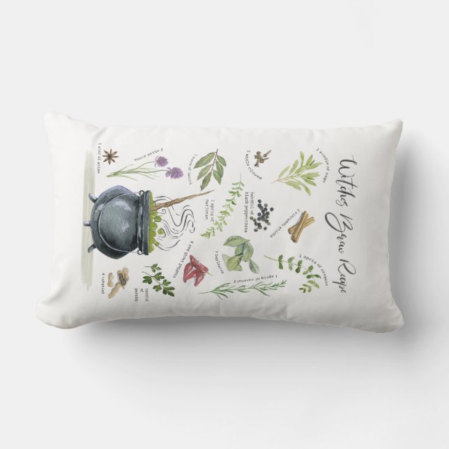 Modernes Vintages Halloween Cauldron Rezept 1 Lendenkissen (Vorderseite)