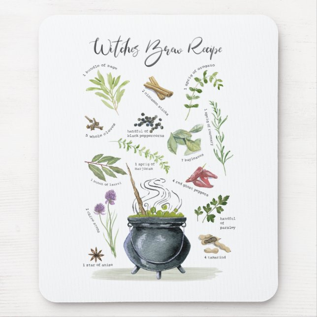 Modernes Vintages Halloween Cauldron Rezept 1 Mousepad (Vorne)