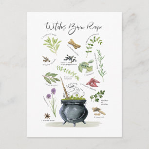 Modernes Vintages Halloween Cauldron Rezept 1 Postkarte