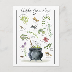 Modernes Vintages Halloween Cauldron Rezept 1 Postkarte