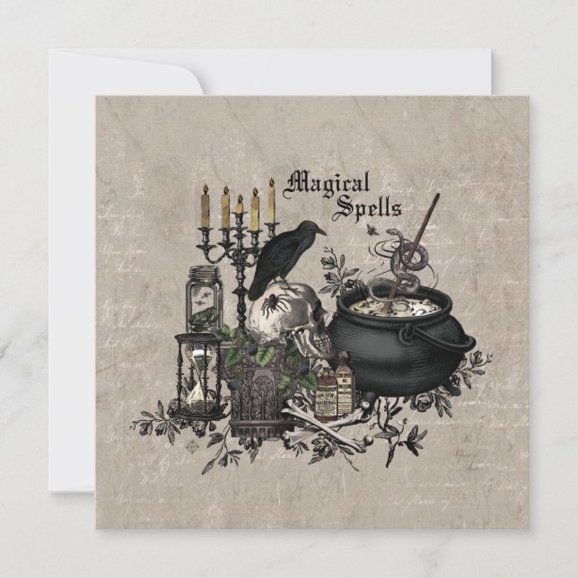 Modernes Vintages Halloween WITCHES BREW Karte (Vorderseite)