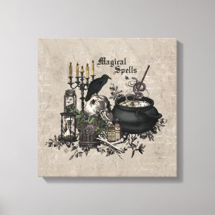 Modernes Vintages Halloween WITCHES BREW Leinwanddruck