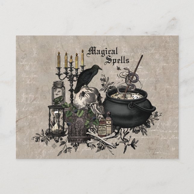 Modernes Vintages Halloween WITCHES BREW Postkarte (Vorderseite)