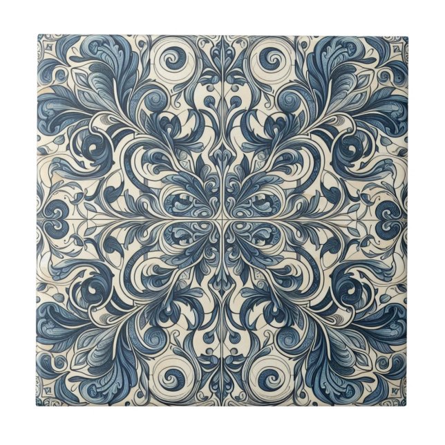 Modernes Vintages italienisches Blumenmuster #7 Fliese (Vorderseite)