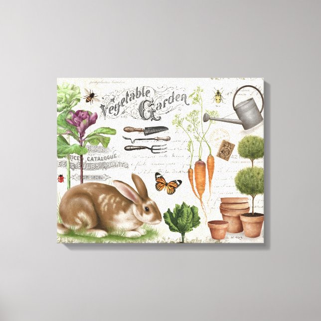 Modernes Vintages Kaninchen Leinwanddruck (Vorderseite)