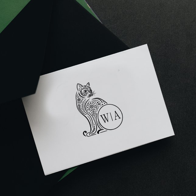 Modernes Vintages Katzenmonogramm Gummistempel (Von Creator hochgeladen)