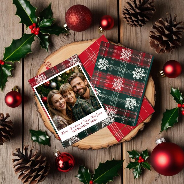 Modernes Vintages klassisches Schneeflocken-Foto Feiertagskarte (Modern Vintage Classic Snowflakes photo Holiday Card)