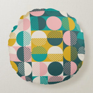 Modernes, Vintages, nahtloses geometrisches Muster Rundes Kissen