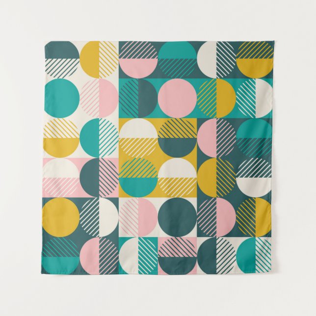 Modernes, Vintages, nahtloses geometrisches Muster Wandteppich (Vorderseite)