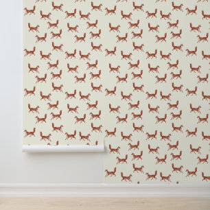Modernes, Vintages Niedliches Red Fox-Muster auf E Tapete