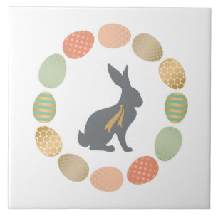 Modernes Vintages Osterhasen und Eier Fliese