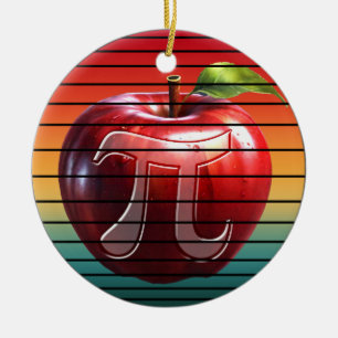 Modernes, Vintages Pi Day Apfelfrucht Keramik Ornament