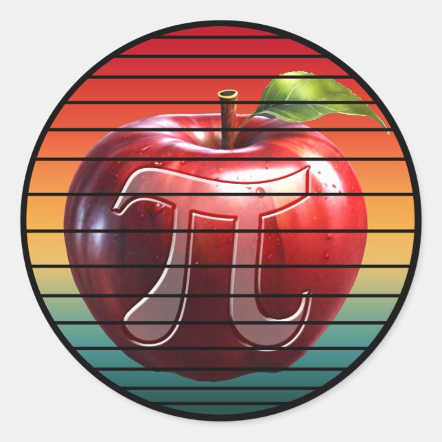 Modernes, Vintages Pi Day Apfelfrucht Runder Aufkleber (Vorderseite)