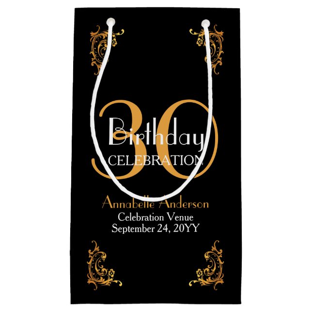 Modernes Vintages Retro Black 30. Geburtstag Kleine Geschenktüte (Vorderseite)