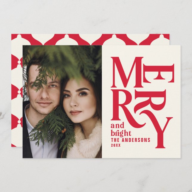 Modernes Vintages Retro Chritsmas Roter Urlaub Ankündigung (Vorne/Hinten)