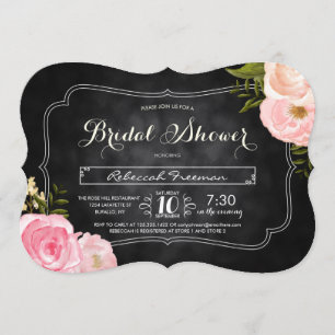 Modernes Vintages Rosen-Tafel-Brautparty Einladung