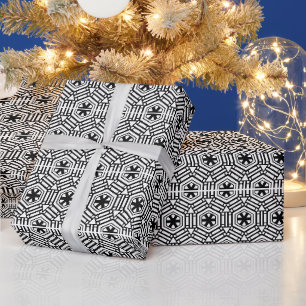 Modernes Vintages Schwarz-Schneeflocken-Retro-Must Geschenkpapier