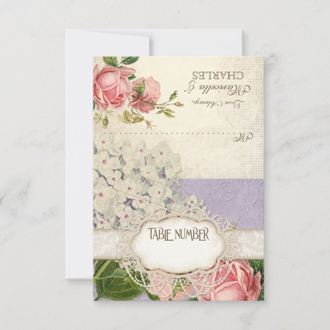 Modernes, Vintages Spitzentea Hydrangea in Rose (Vorderseite)