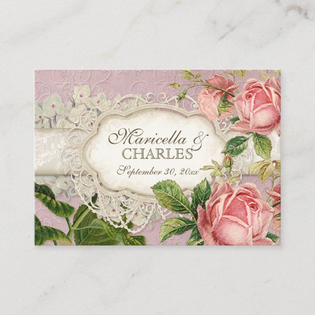Modernes, Vintages Spitzentea Hydrangea in Rose Begleitkarte (Vorderseite)