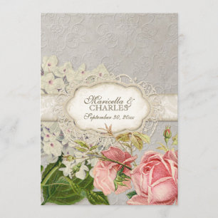 Modernes, Vintages Spitzentea Hydrangea in Rose Menükarte