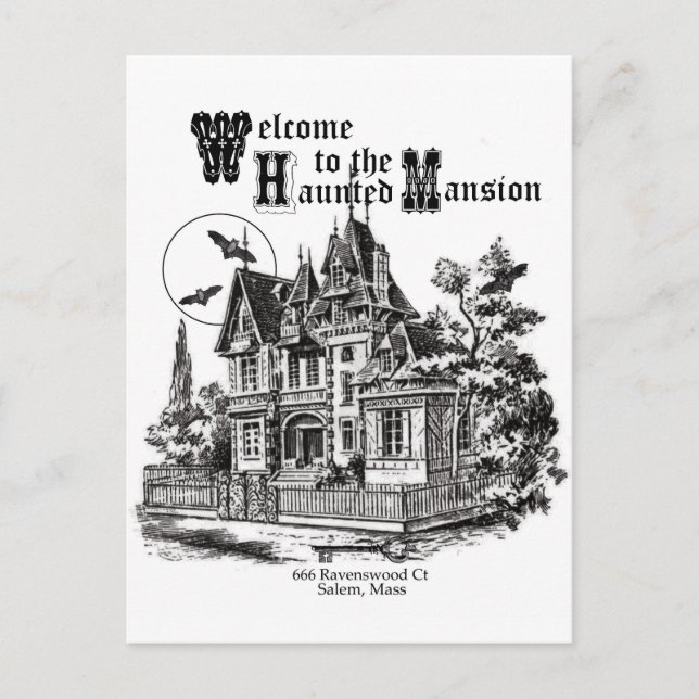 modernes Vintages Spuk Herrenhaus Postkarte (Vorderseite)