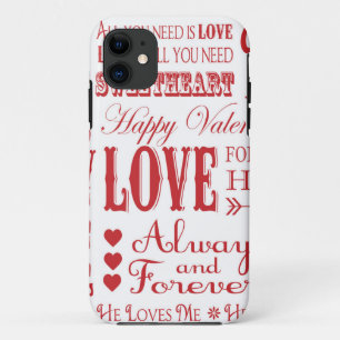 Modernes Vintages Wort Valentine Liebe iPhone 11 Hülle