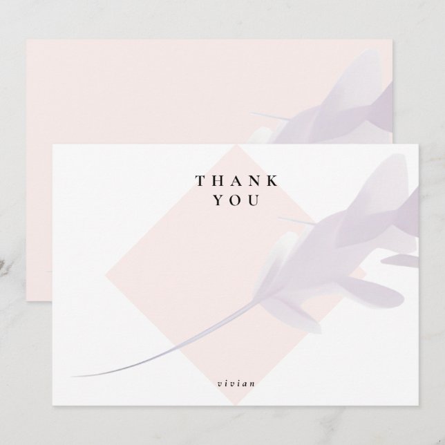 Modernes Violet-Lavendel und Farblasche für Pfirsi Dankeskarte (Vorne/Hinten)