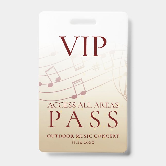 Modernes VIP All Access Pass Outdoor Event Ausweis (Vorderseite)