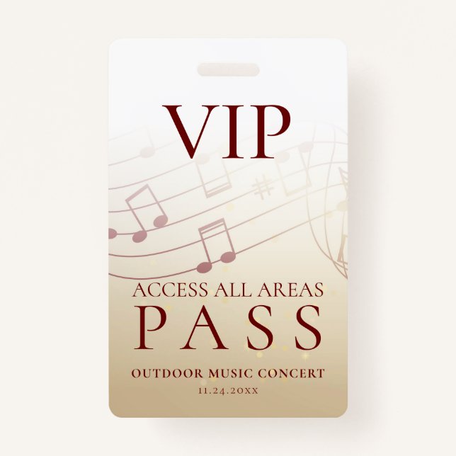 Modernes VIP All Access Pass Outdoor Event Ausweis (Vorderseite)