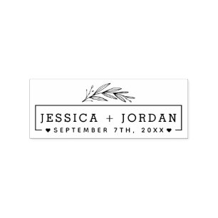 Modernes, von Hand Gezeichnet Datum der Hochzeit d Gummistempel