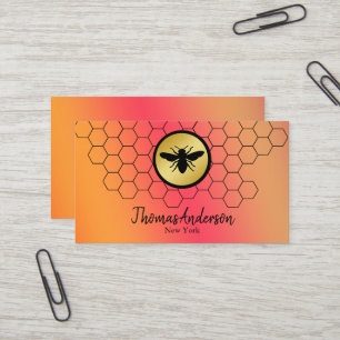 Modernes Waben- und Sechseck-Bienen-Logo  Visitenkarte