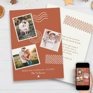 Modernes warmes Foto Niedliche Briefmarke Feiertagskarte
