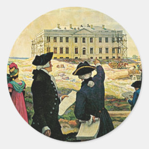 Modernes Washington Runder Aufkleber