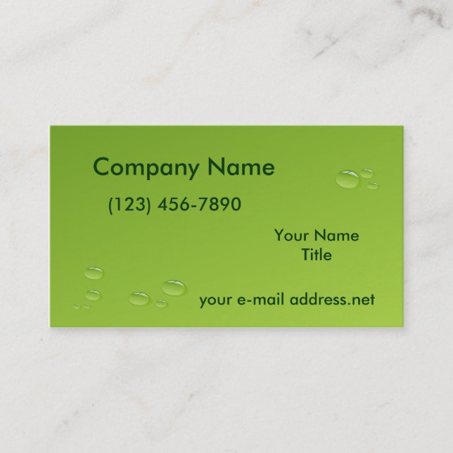 Modernes Wasser fällt hellgrün ab Visitenkarte (Vorderseite)