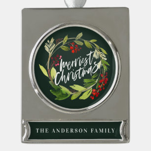 Modernes Wasserfarben-Laub-Chic Banner-Ornament Silber