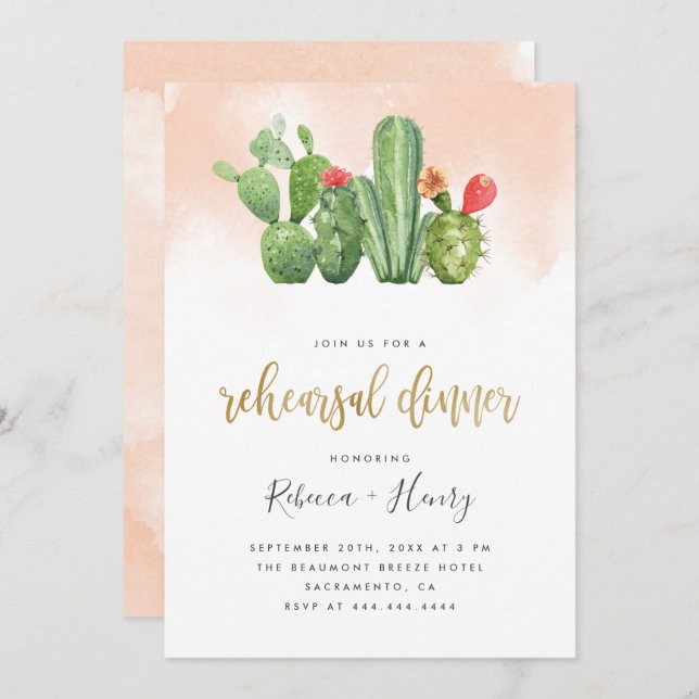 Modernes Wasserfarben und Probe Abendessen Einladung (Vorne/Hinten)