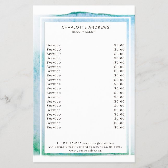 Modernes Wasserfarbenabstrakt Weiß Blau Flyer (Vorne)