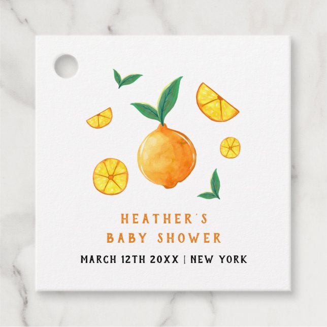 Modernes Wassersportzentrum Citrus Orange Babydusc Geschenkanhänger (Vorderseite)