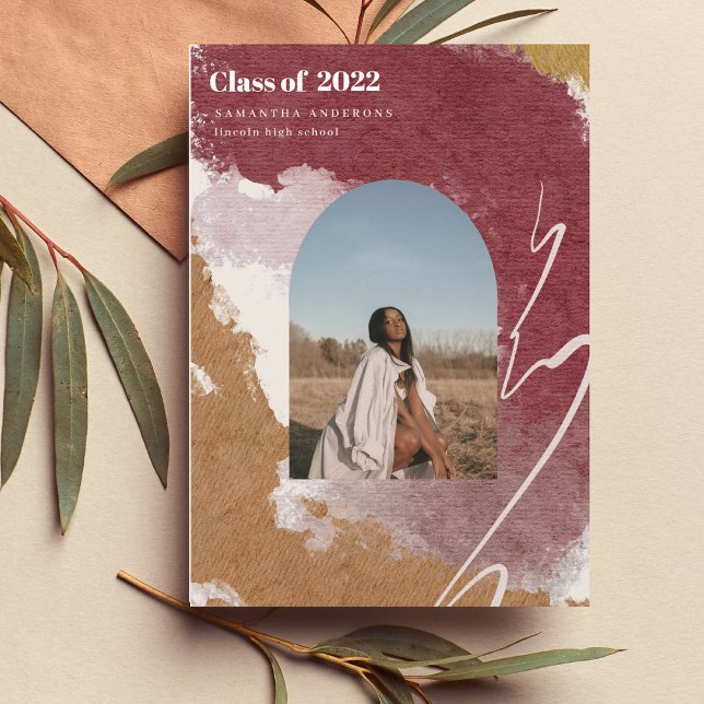 Modernes Watercolor Abstrakt Graduate Foto Einladung (Von Creator hochgeladen)