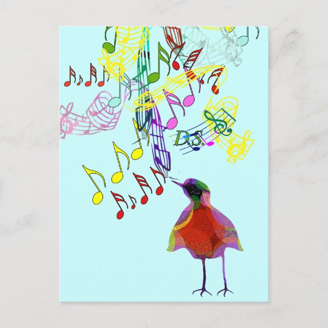 Modernes Watercolor Bird Singing Postkarte (Vorderseite)