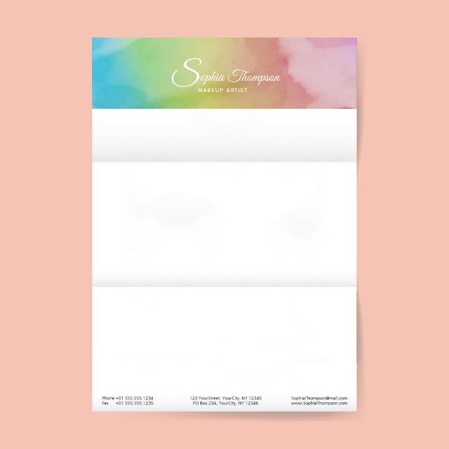 Modernes Watercolor Script Rainbow Pastell Letterh Briefbogen (Von Creator hochgeladen)