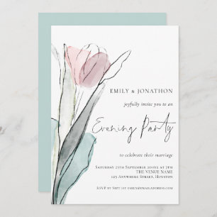 Modernes Watercolor Tulip Wedding Abend Party Einladung