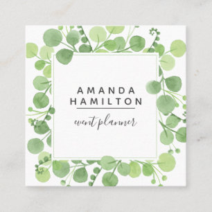 Modernes Watercolor Wildwiese Grün Quadratische Visitenkarte