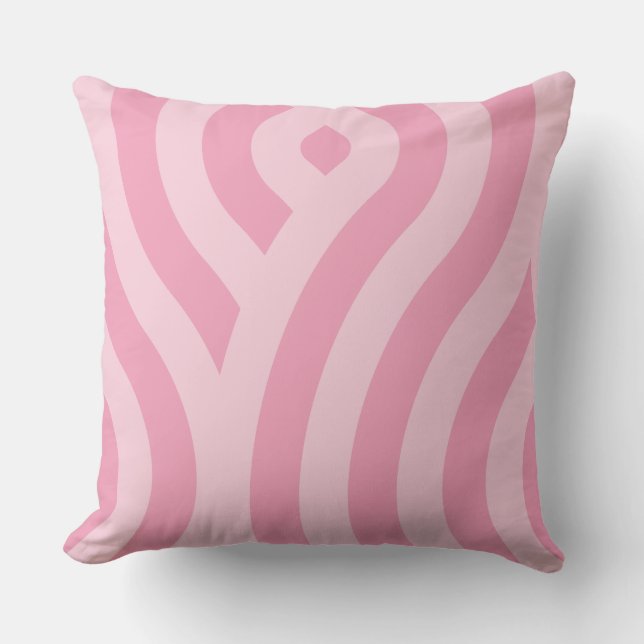 Modernes Wavy Stripes Muster rosa Kissen (Vorderseite)