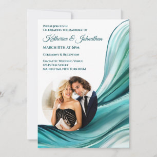 Modernes Wedding-Emerald Green-Foto- Einladung