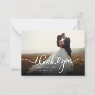 Modernes Wedding Foto Script Liebe Herzlichen Dank Mitteilungskarte