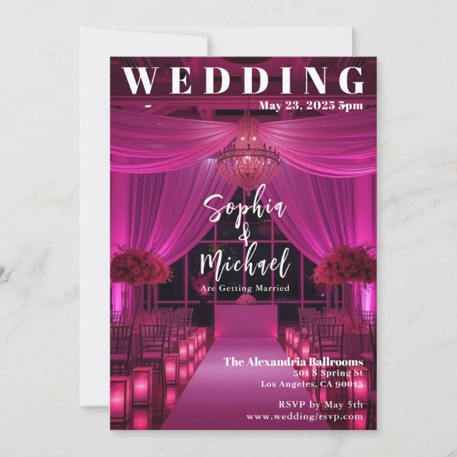 Modernes Wedding Magazine Cover-pink Einladung (Vorderseite)