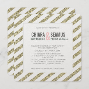 MODERNES WEDING INVITATION Glitzer Streifen Weichg Einladung