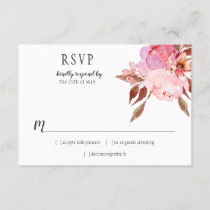 Modernes weiches rosa Pfingstrosen-Grün UAWG   RSVP Karte