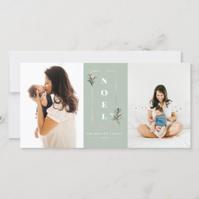 Modernes WEIHNACHTEN Gold Winter Berry Frame Foto (Vorderseite)